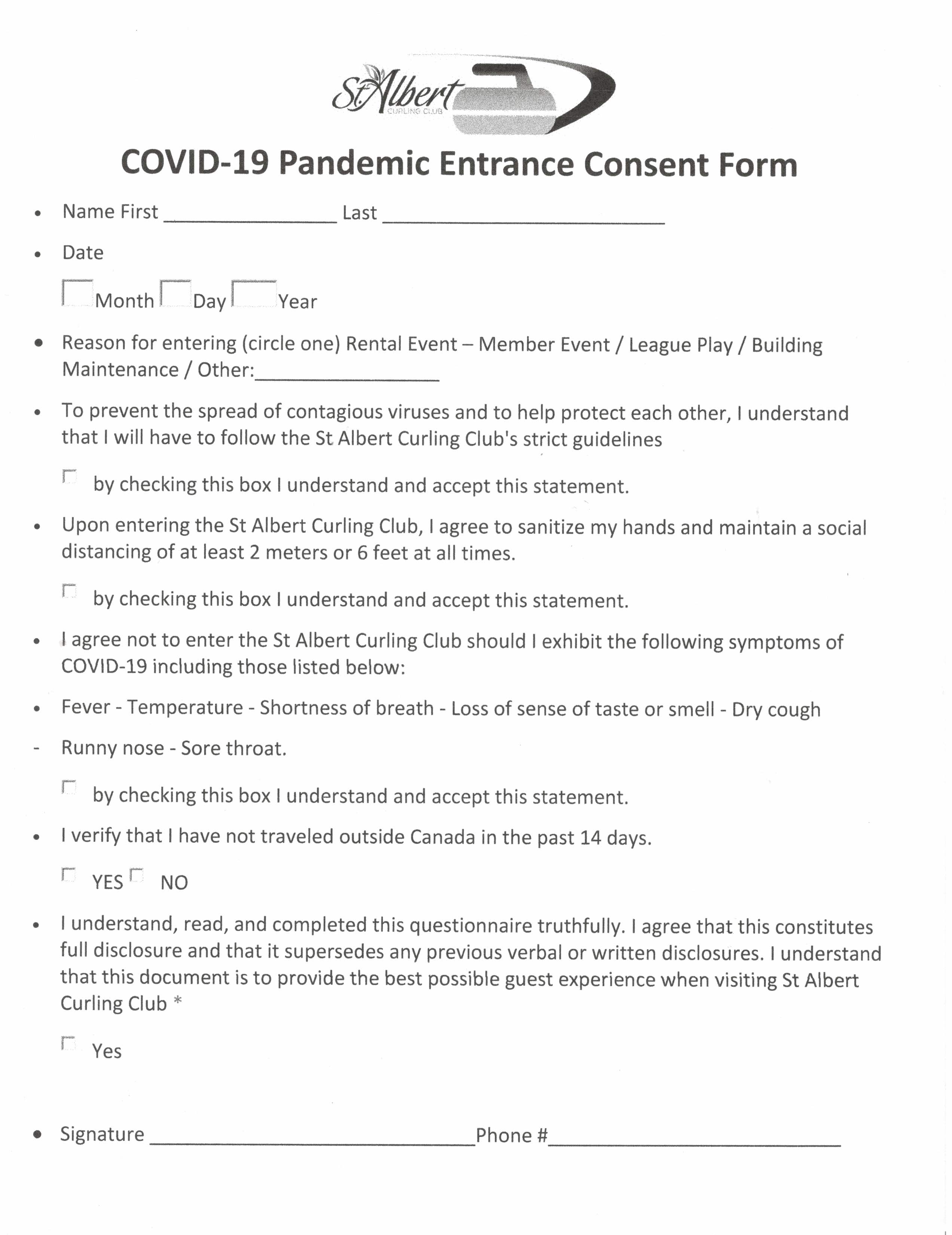 COVID Entrance Consent
