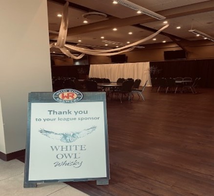 White owl sign in banquet room